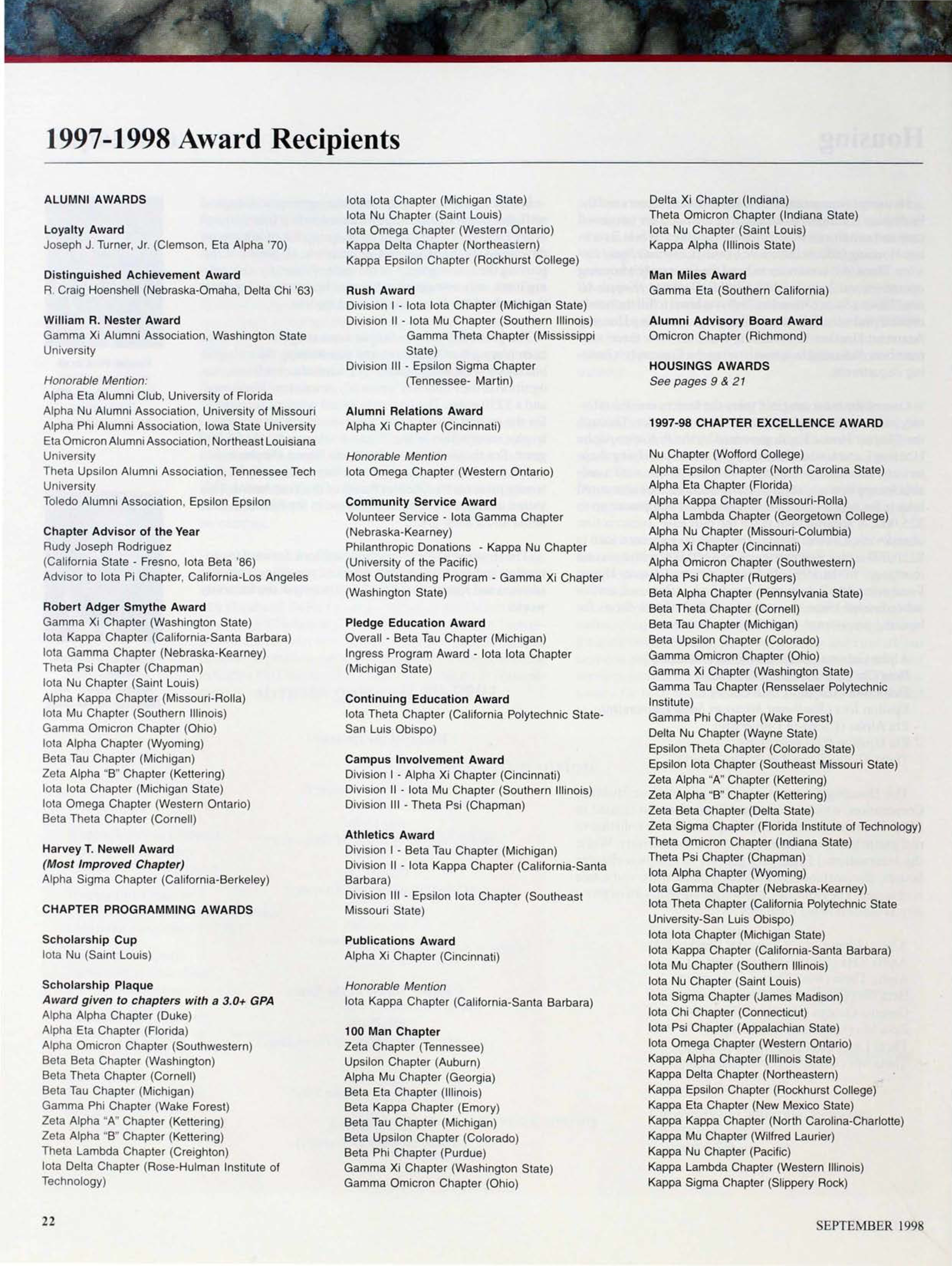 1997-1998 Award Recipients